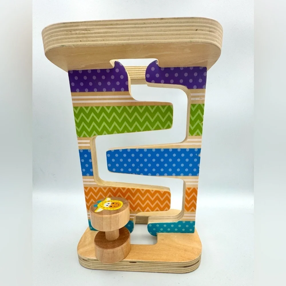 Melissa & Doug First Play Wooden Safari Zig-Zag Tower with one Rolling Piece